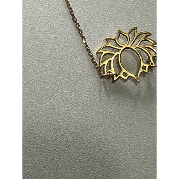 BSI Italy 925 Sterling Vermeil Open Lotus Chain Necklace 16” - Picture 4 of 8
